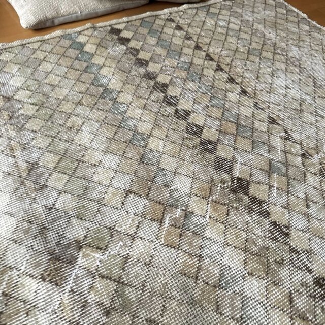 113.5×174 格子模様 擦れシャビー トルコヴィンテージラグ | iichi