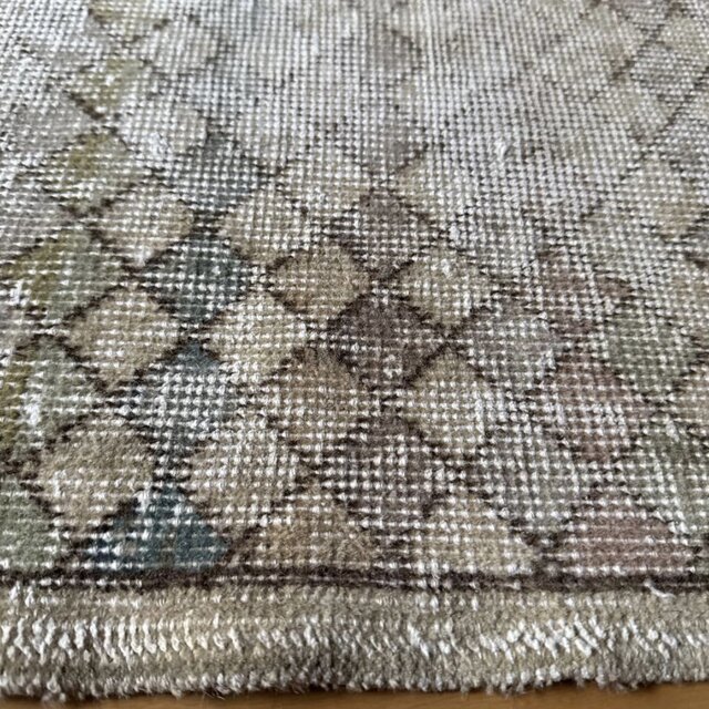 113.5×174 格子模様 擦れシャビー トルコヴィンテージラグ | iichi