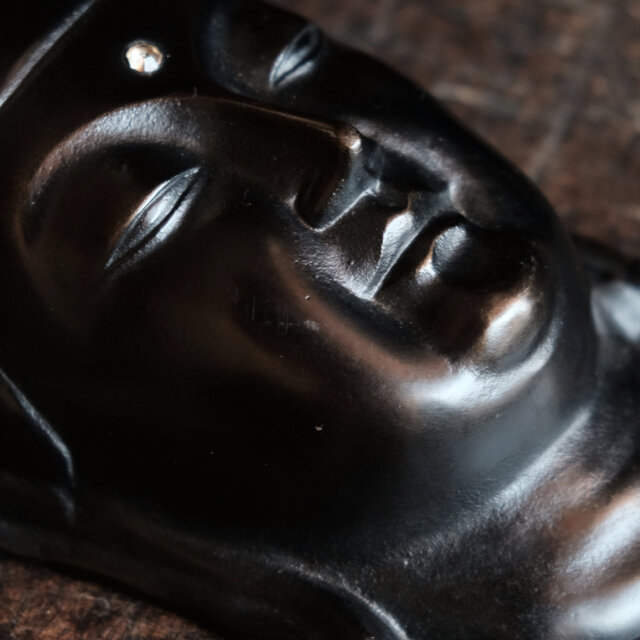 味のあるお品物◇金属製 仏面 弥勒菩薩 眞如寺本堂落慶記念品