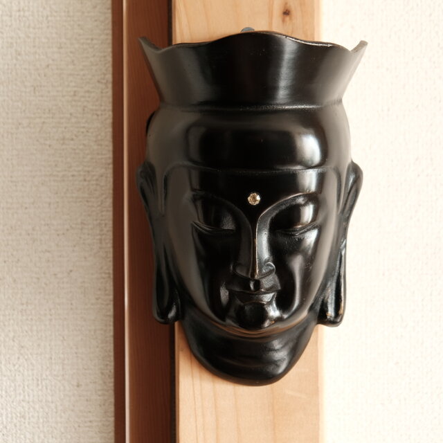 味のあるお品物◇金属製 仏面 弥勒菩薩 眞如寺本堂落慶記念品