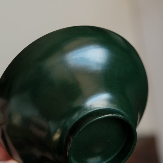 梅と鳥◇深緑で素敵。時代物 漆芸蒔絵蓋付椀 古漆器 骨董・antiques