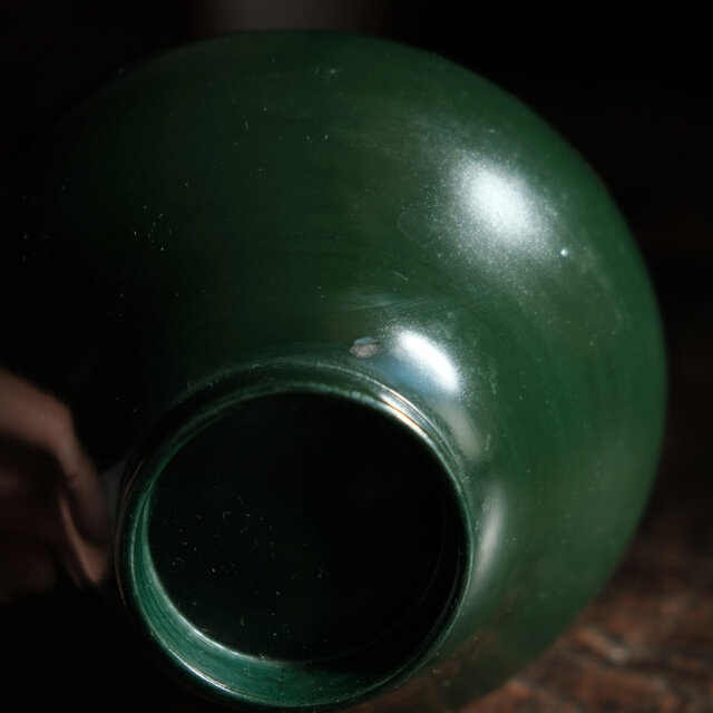 梅と鳥◇深緑で素敵。時代物 漆芸蒔絵蓋付椀 古漆器 骨董・antiques