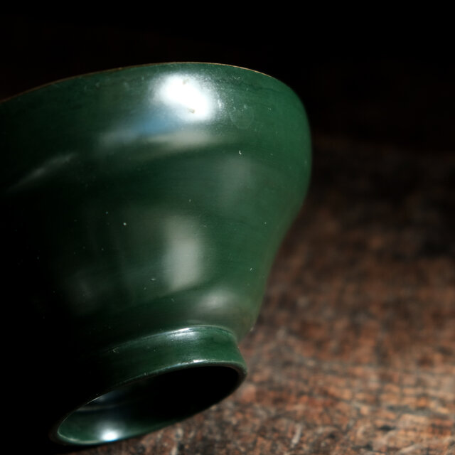 梅と鳥◇深緑で素敵。時代物 漆芸蒔絵蓋付椀 古漆器 骨董・antiques