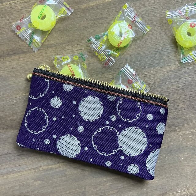 雪輪文様】畳縁 ぺたんこ ミニポーチ カードケース 数珠入れ 小銭入れ