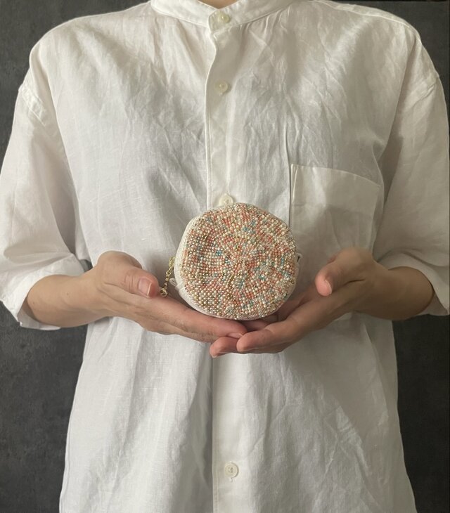 いちごクリームケーキ〜ビーズのコロンとポーチ ピンク・ミントグリーン