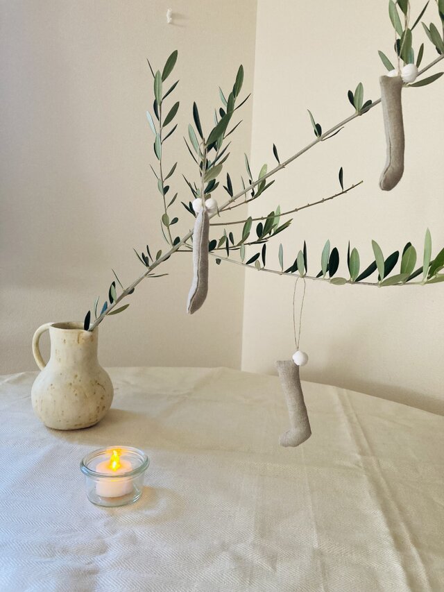 クリスマスオーナメント　natural socks