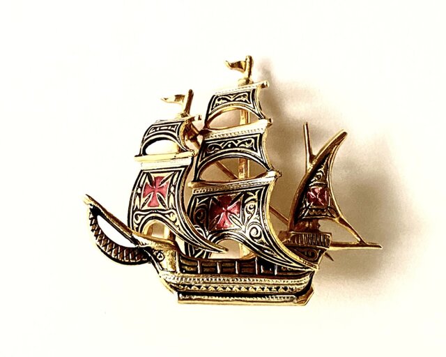 スペイン製 ビンテージ 帆船 大航海時代 のブローチ】歴史 西洋史