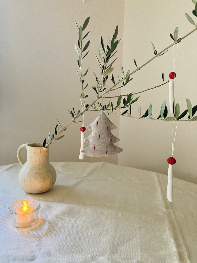 クリスマスオーナメント Xmas tree natural candle