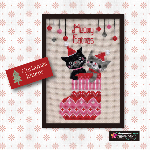 クロスステッチキット♥Christmas kittens　No.807