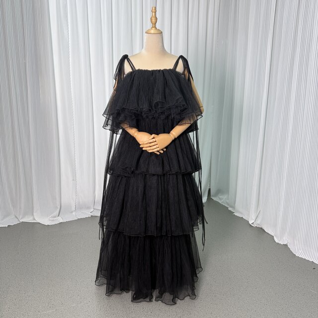 パーティードレス ブラック キャミソール プリーツスカート 妊婦 ロング 前撮り 色直し