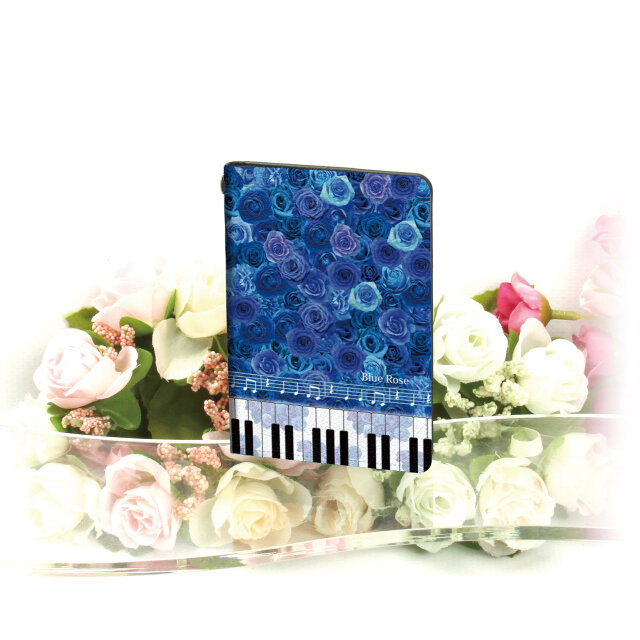 二つ折りパスケース/ICカードケース/カードケース【奏（ブルーローズ）】（名入れ可）