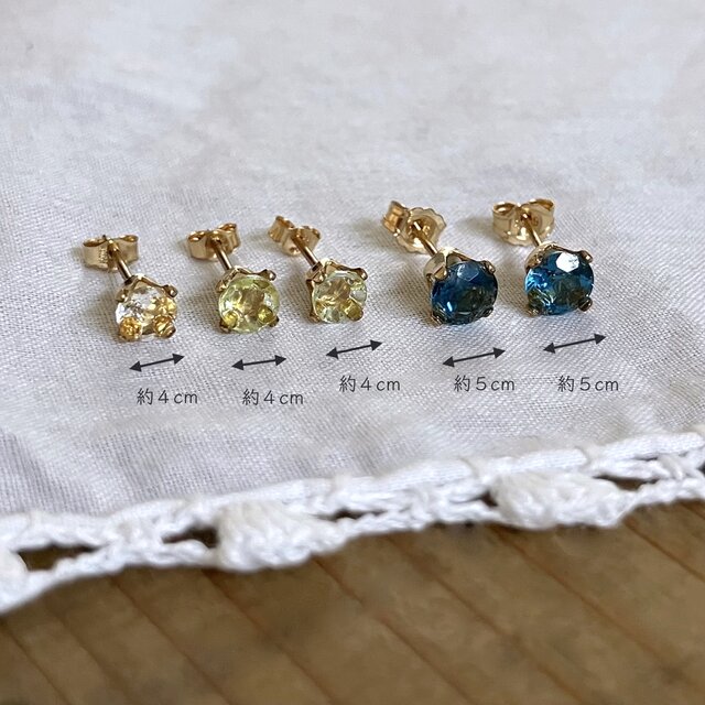 m 天然石 ピアスセット 小さな天然石のピアスセット：London Blue Topaz + Blue Sky Topaz ＋