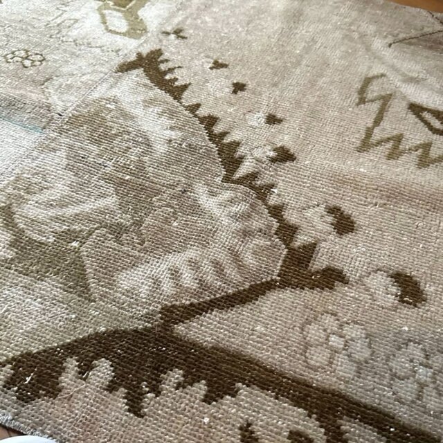 トルコ　ヴィンテージラグ　カイセリラ　ブラウン　ベージュ トルコ産 1980年代 トルコラグ】カイセリラグ-ヴィンテージラグ専門店