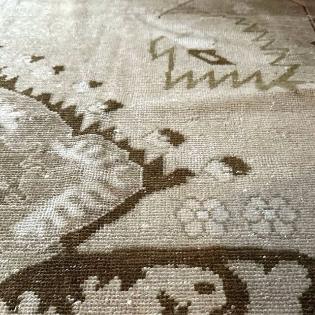 72×130 ベージュナチュラルカラー　パッチワーク　トルコヴィンテージラグ 71×124ウール ベージュ×ブラウン パッチワーク トルコヴィンテージラグ