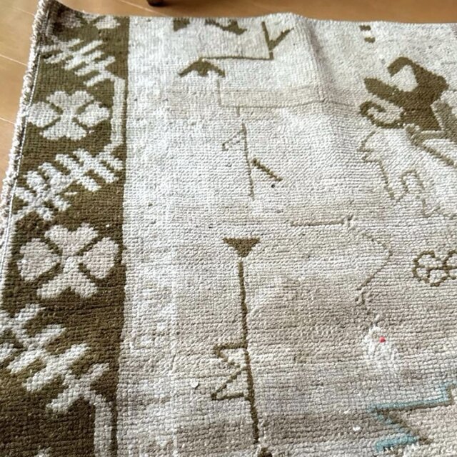 パッチワーク　ヴィンテージラグ　スモールラグ　トルコラグ 62.5×142 パッチワークラグ ボルドーステッチ トルコヴィンテージラグ