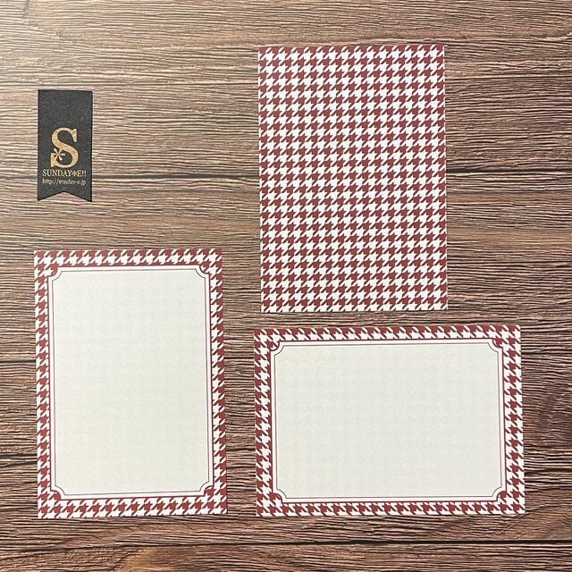千鳥格子柄のメモ　赤　A7サイズ