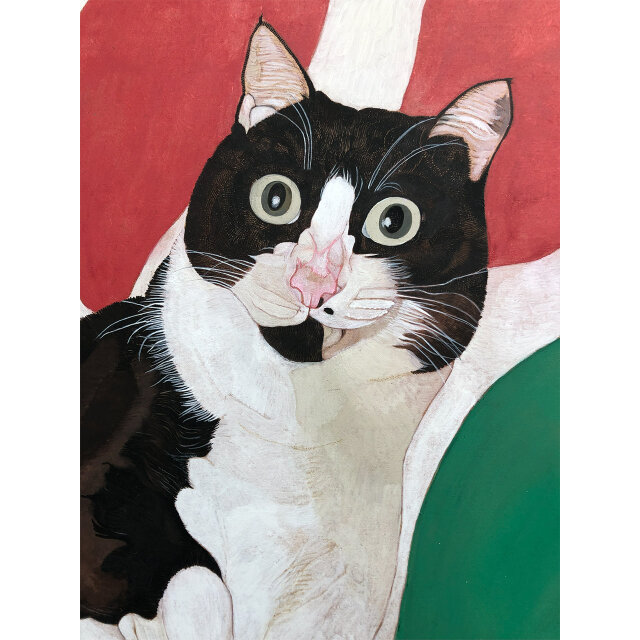 猫　イラスト　インテリア　原画 ウメ15」猫イラスト（原画） | iichi 日々の暮らしを心地よくする