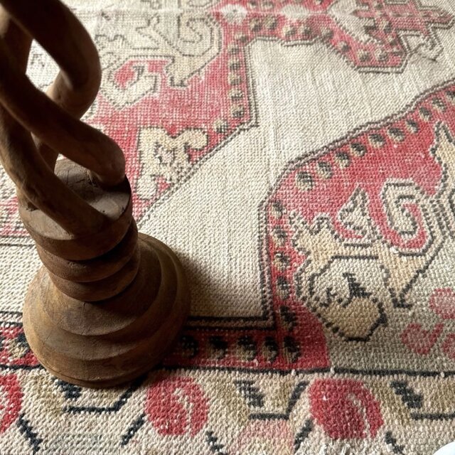 120×199 アヴァノスラグ コーラルレッド×ベージュ トルコヴィンテージ