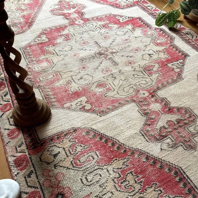 アヴァノス 42×82くすみオレンジ　ブラウニーブラウン　トルコヴィンテージラグ 120×199 アヴァノスラグ コーラルレッド×ベージュ トルコヴィンテージ