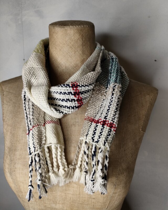 残糸利用　綿マフラー　送料無料　[糸と糸]