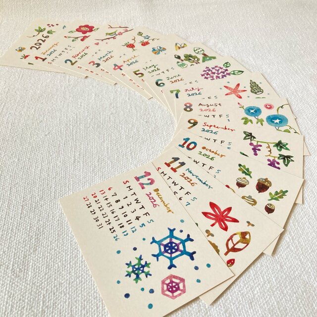 2026年型染めカレンダー「季節のもよう」・スタンドなし