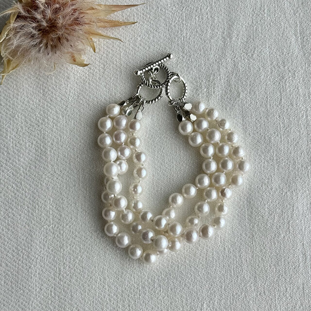 アコヤパールの三連ブレスレット | iichi 日々の暮らしを心地よくする