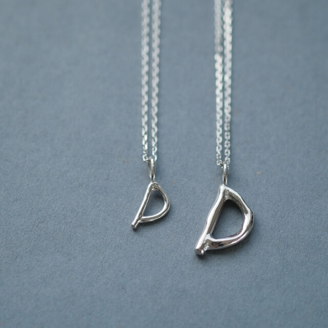 2コset) D 手書き風 イニシャル アルファベット ペア ネックレス シルバー925