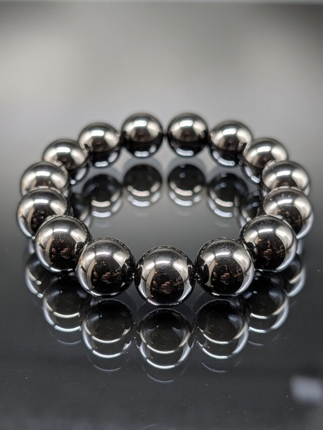 最高品質・鑑別済み・最強守護】モリオン・14mm・黒水晶・ブレスレット