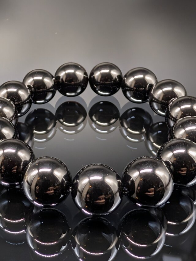 最高品質・鑑別済み・最強守護】モリオン・14mm・黒水晶・ブレスレット