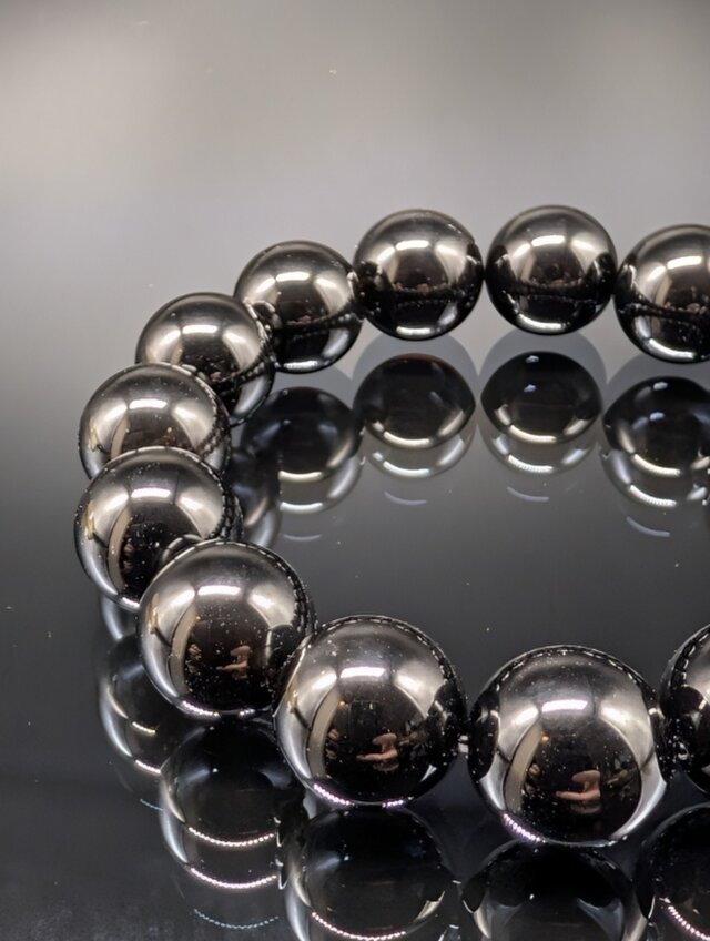 最高品質・鑑別済み・最強守護】モリオン・14mm・黒水晶・ブレスレット