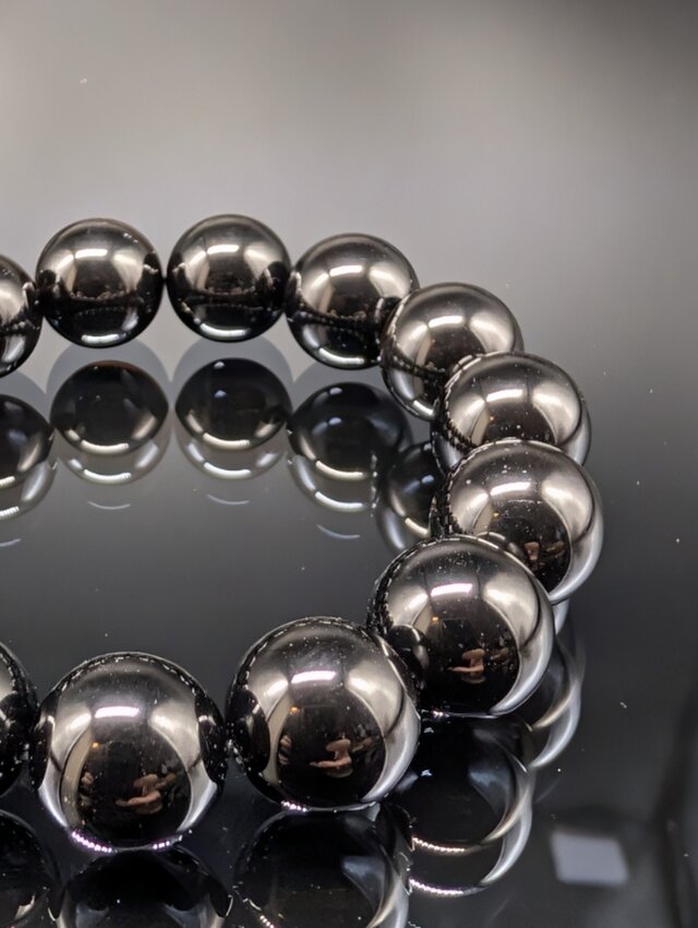 最高品質・鑑別済み・最強守護】モリオン・14mm・黒水晶・ブレスレット