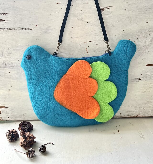 カラフルな動物ポーチ（鳥✖️ブルー）