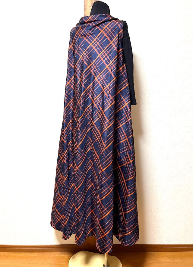 poupee様御確認用 大島紬解き生地から、ロングフレアーワンピースL寸