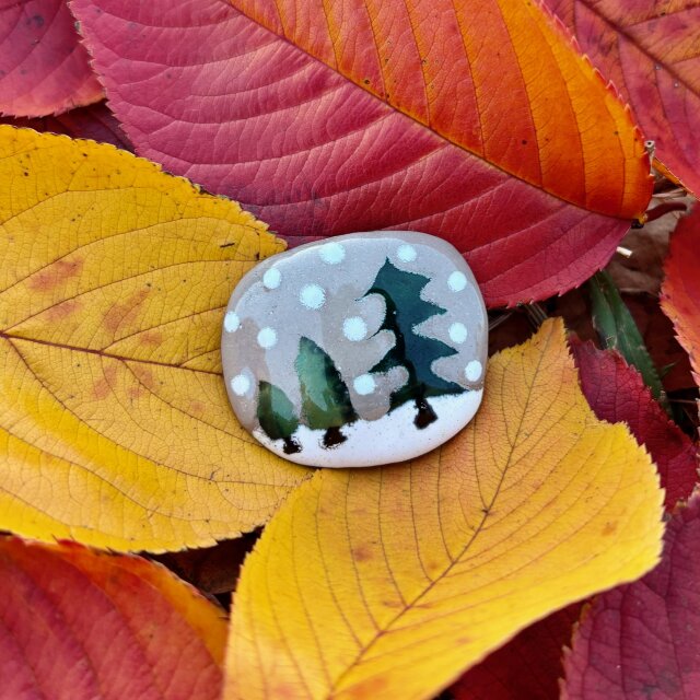 七宝焼 / 雪の森【ブローチ】