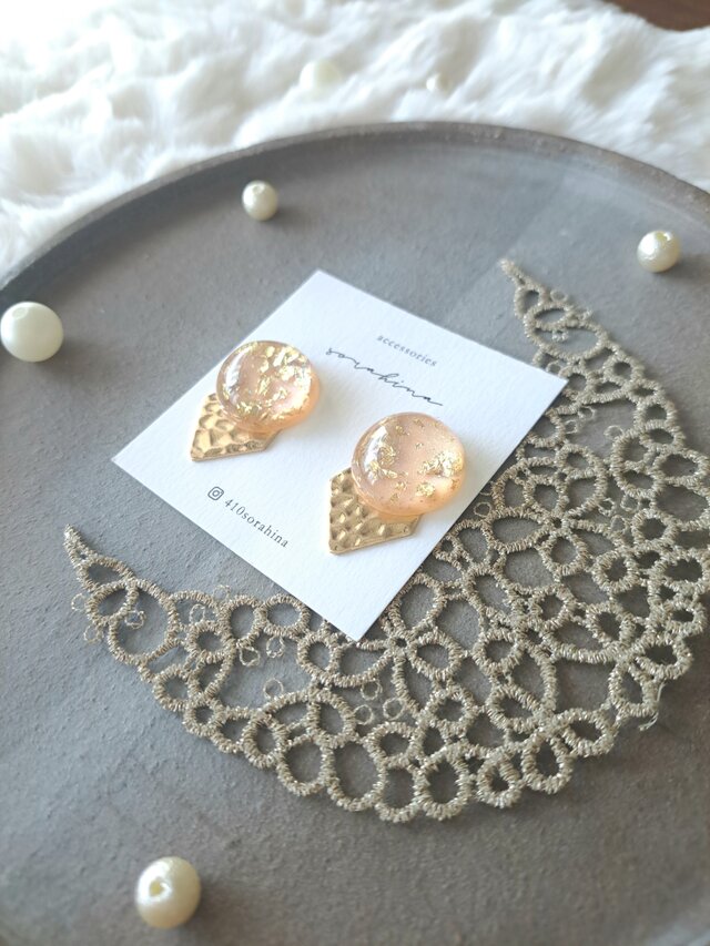 ★c　『 煌めき - sparkle - 』　秋　冬　フォーマル　ピンク　クリスマス　大人ピアス／イヤリング