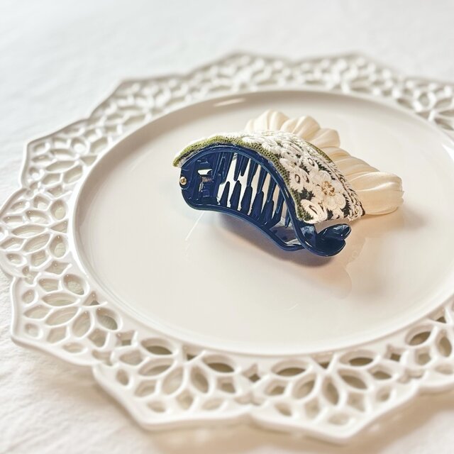 インド刺繍リボン アーチ型 バナナクリップ ヘアアクセサリー | iichi