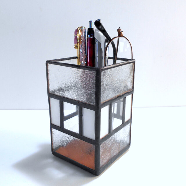 昭和期のガラス戸ふうペン立て B