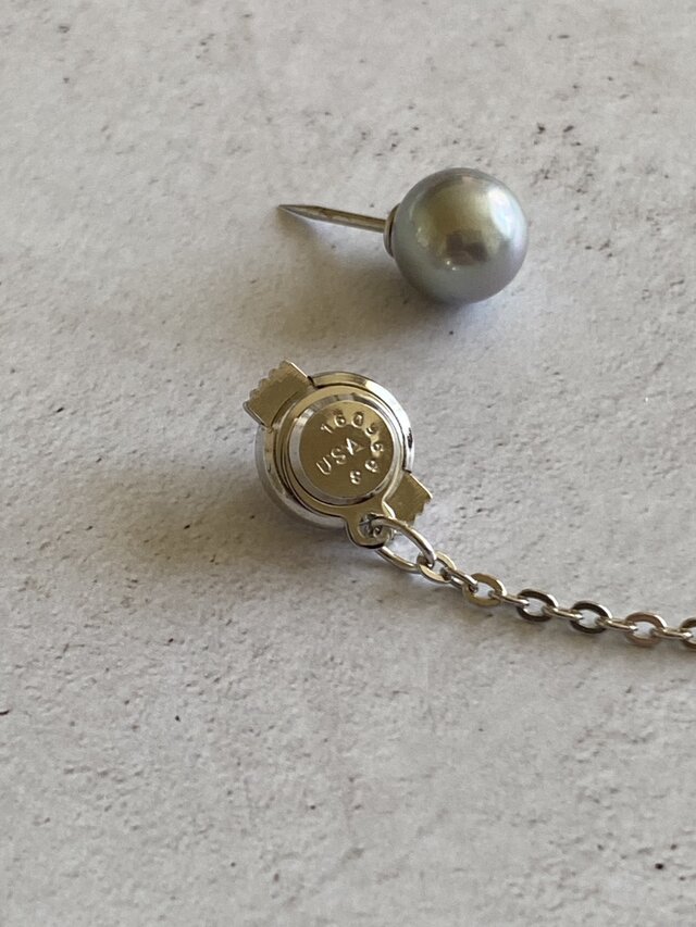 Unisex シェルパール（高級日本製貝ミガキパール）タイタック・ピン