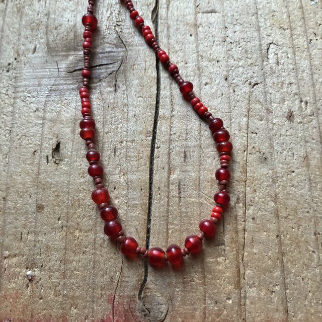 古のフリーダムなネックレス＠ボヘミアのオールドビーズ＋ジャワビーズ