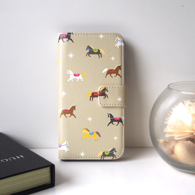 ＜iPhone＞手帳型スマホケース【翔馬ちらし】