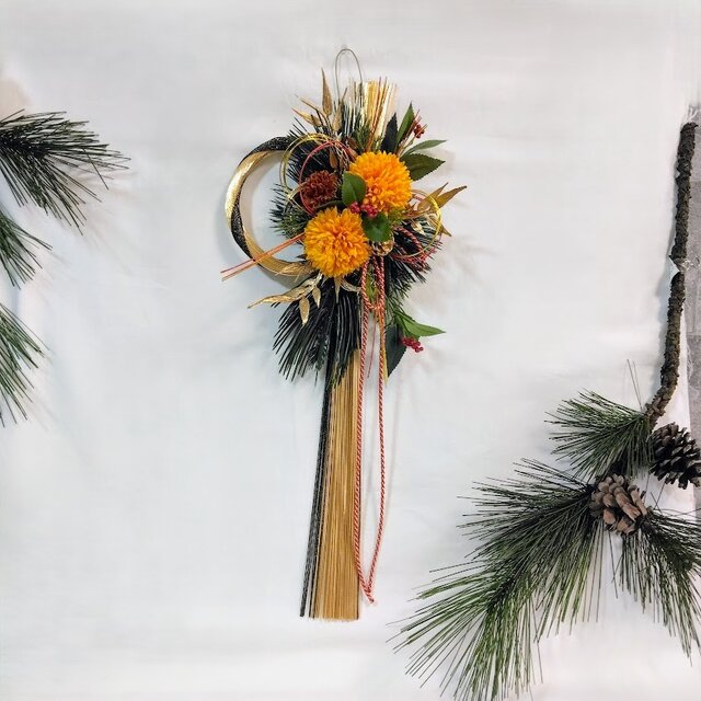 しめ縄　Ｗ７　しめ飾り　正月飾り　水引き　アーティフィシャルフラワー　Ｗ しめ縄W7しめ飾り正月飾り水引きアーティフィシャルフラワーW