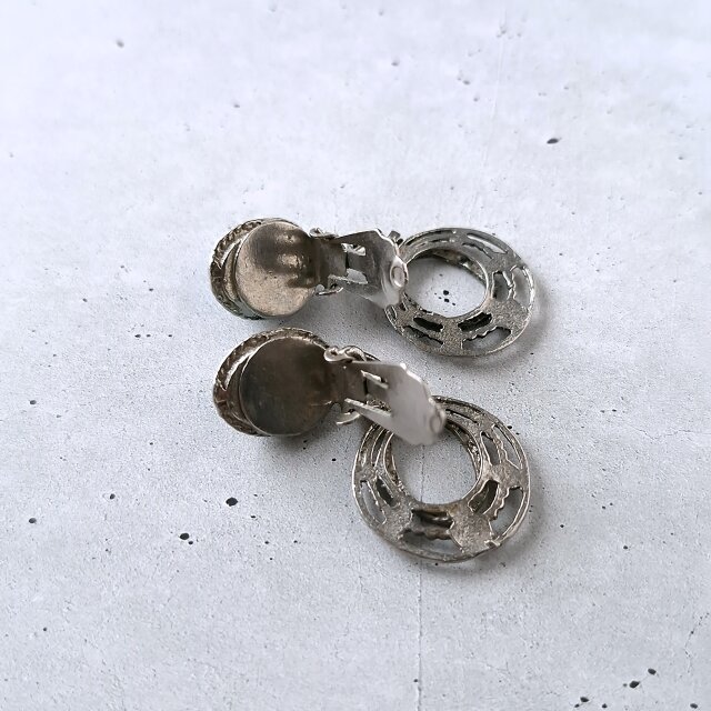 turquoise blue porcelain scarab silver hoop dangle ヴィンテージ