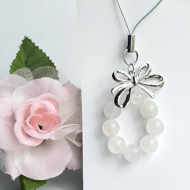 天然石＊ムーンストーン＊ストラップ＊チャーム＊キーホルダー＊イヤホンジャック＊お財布＊可愛い＊ミニ＊お守り＊6月誕生石