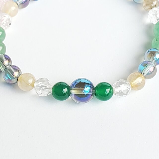 アクアオーラ×アベンチュリン×ルチルクォーツ＊天然石ブレスレット