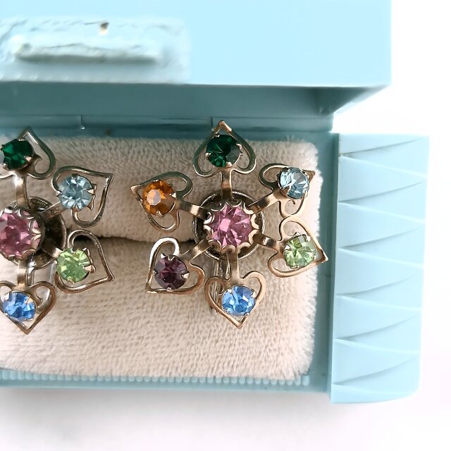 ヴィンテージ イヤリング ヴィンテージ・チェコの古いガラス 真鍮パーツがシックな