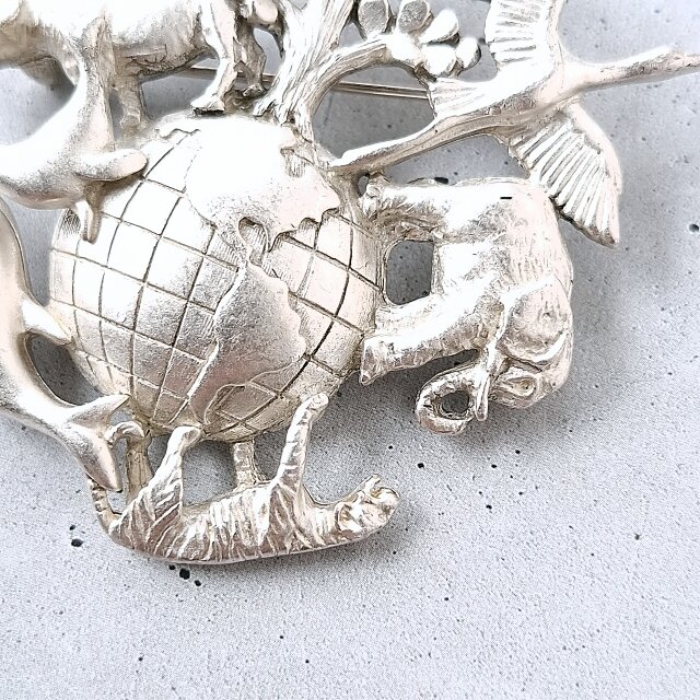 AJC》 silver animals of world エージェイシー ヴィンテージブローチ