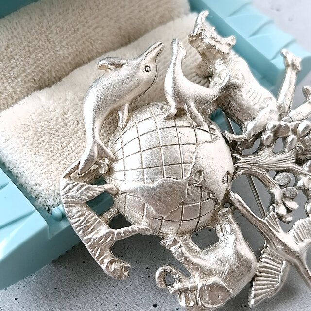 AJC》 silver animals of world エージェイシー ヴィンテージブローチ