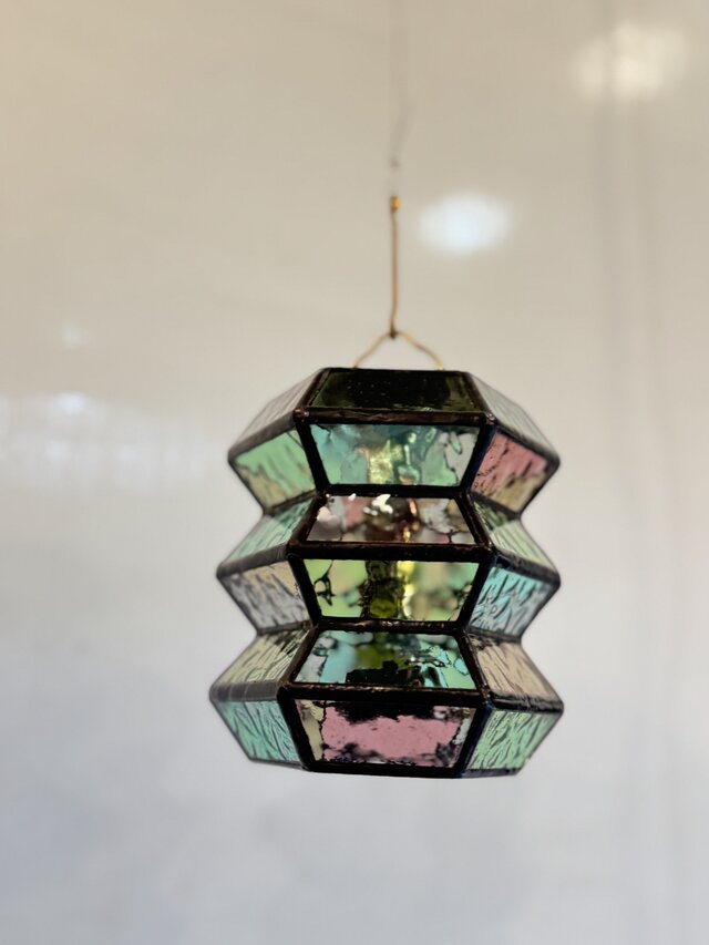 accordion 紫陽花 ステンドグラス ゴールゼロLEDランタン用シェード
