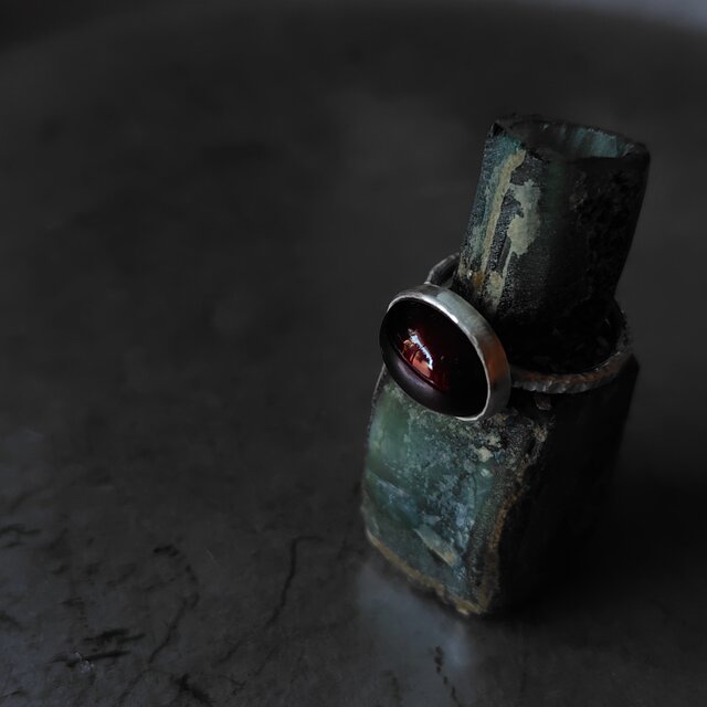 ヘソナイトガーネットシルバーリング#14.5