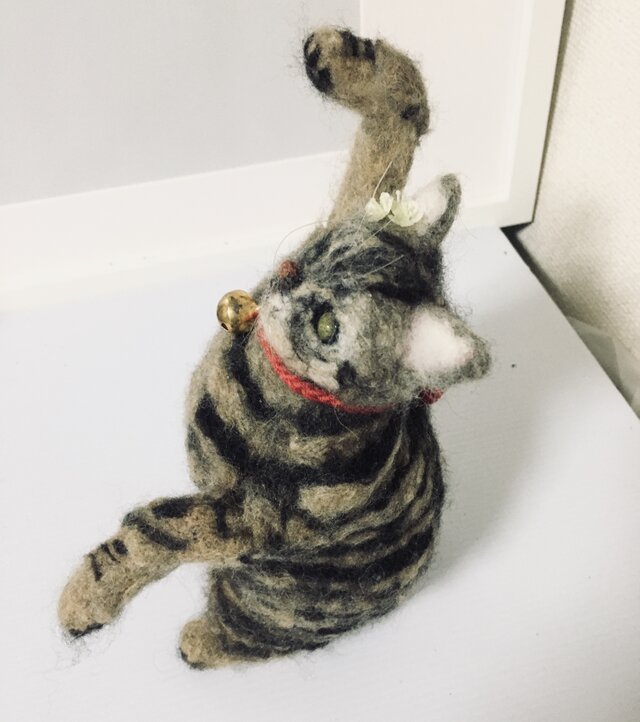 猫66★キジトラ 羊毛フェルト ネコ 壁飾り 壁掛け 顔 リアル猫 楽天市場】本物そっくりなリアル猫 キジトラ 手作りキット 出来上がり